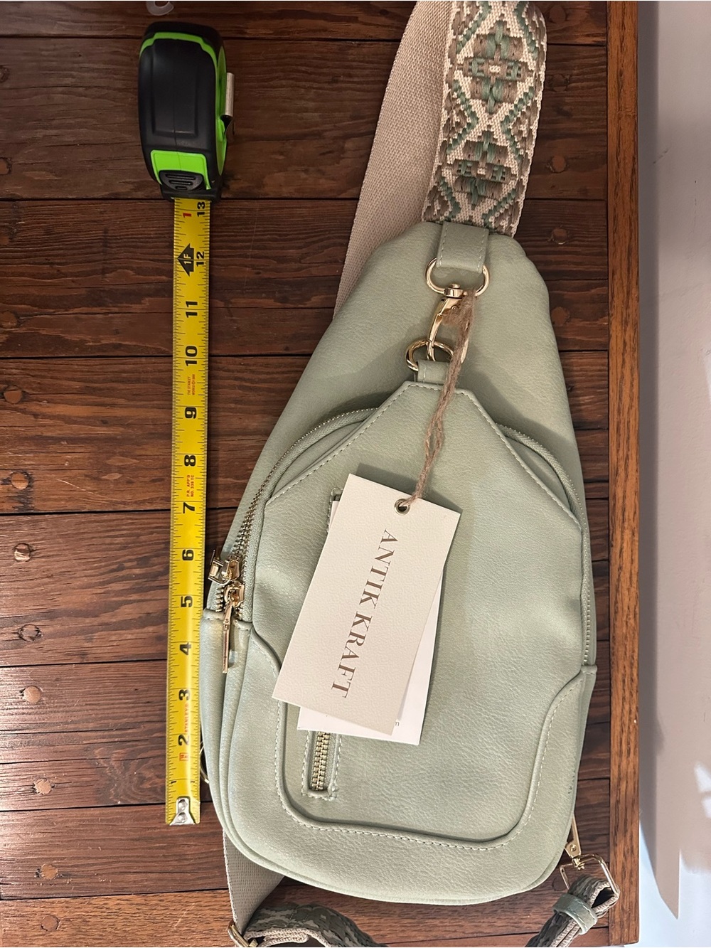 Antik Kraft Sage Green Crossbody Sling with Patterned Guitar Strap - Picture 7 of 9